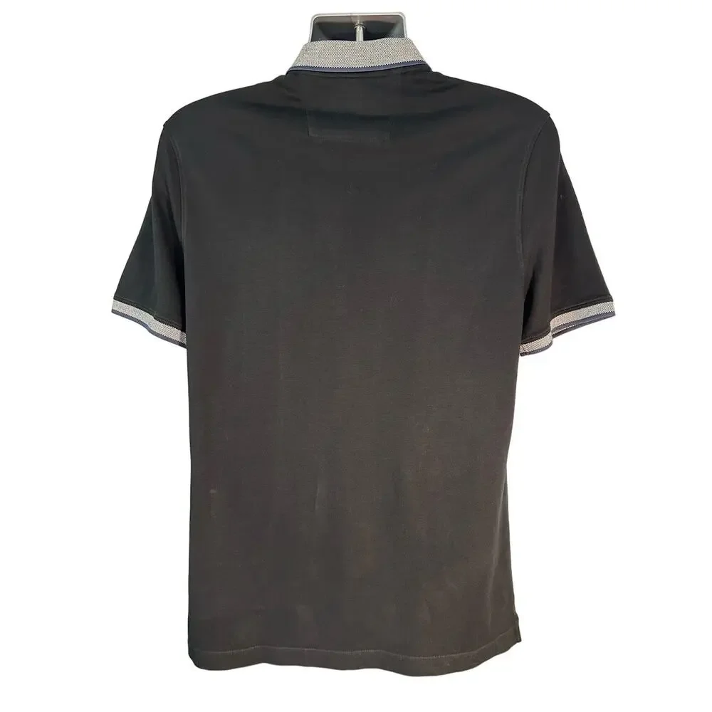 Banana Republic Mens Polo Shirt L Black Contrast Collar Business Casual Cotton